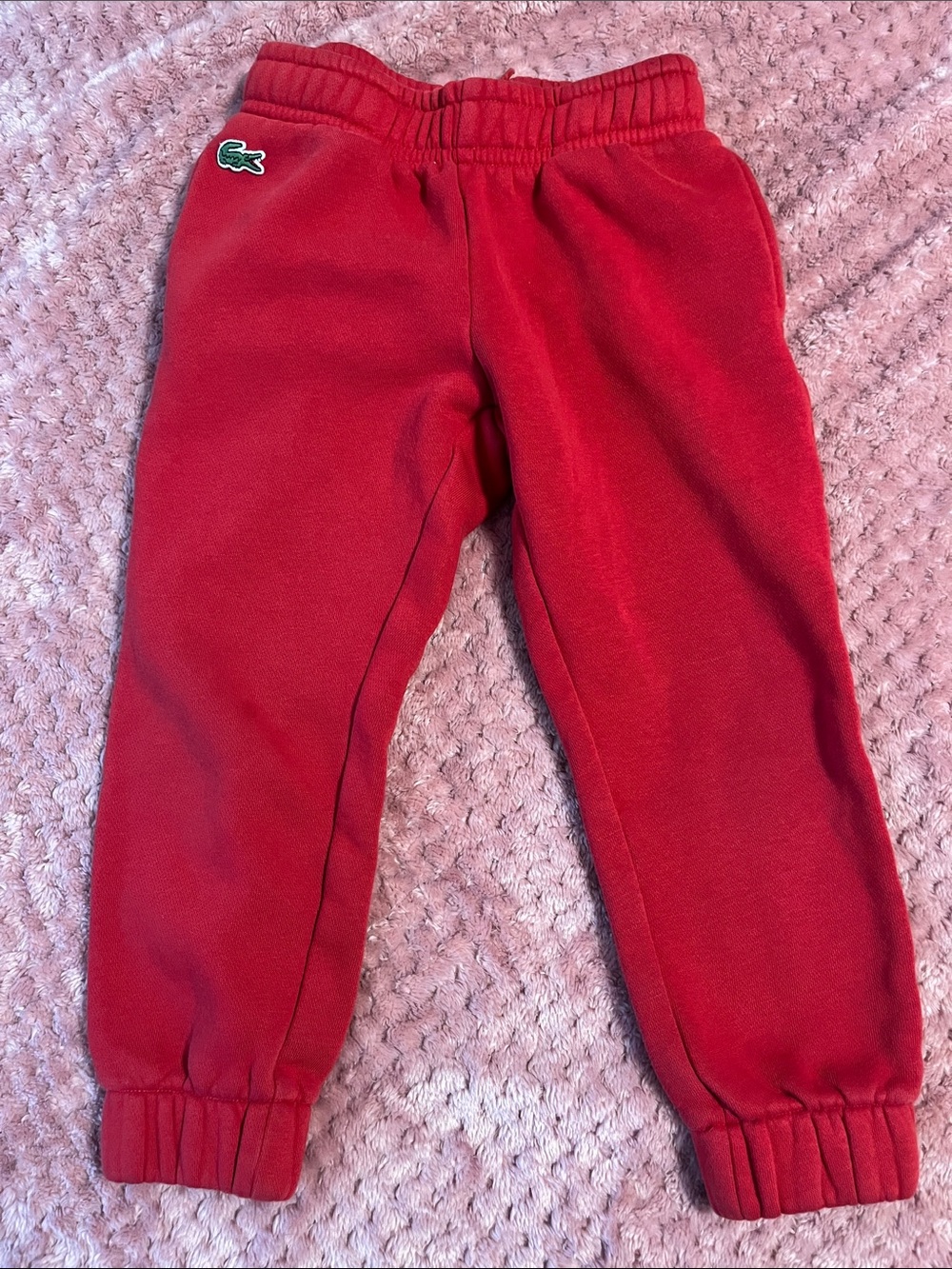 Lacoste Red Kids Fleece Joggers with Crocodile Logo